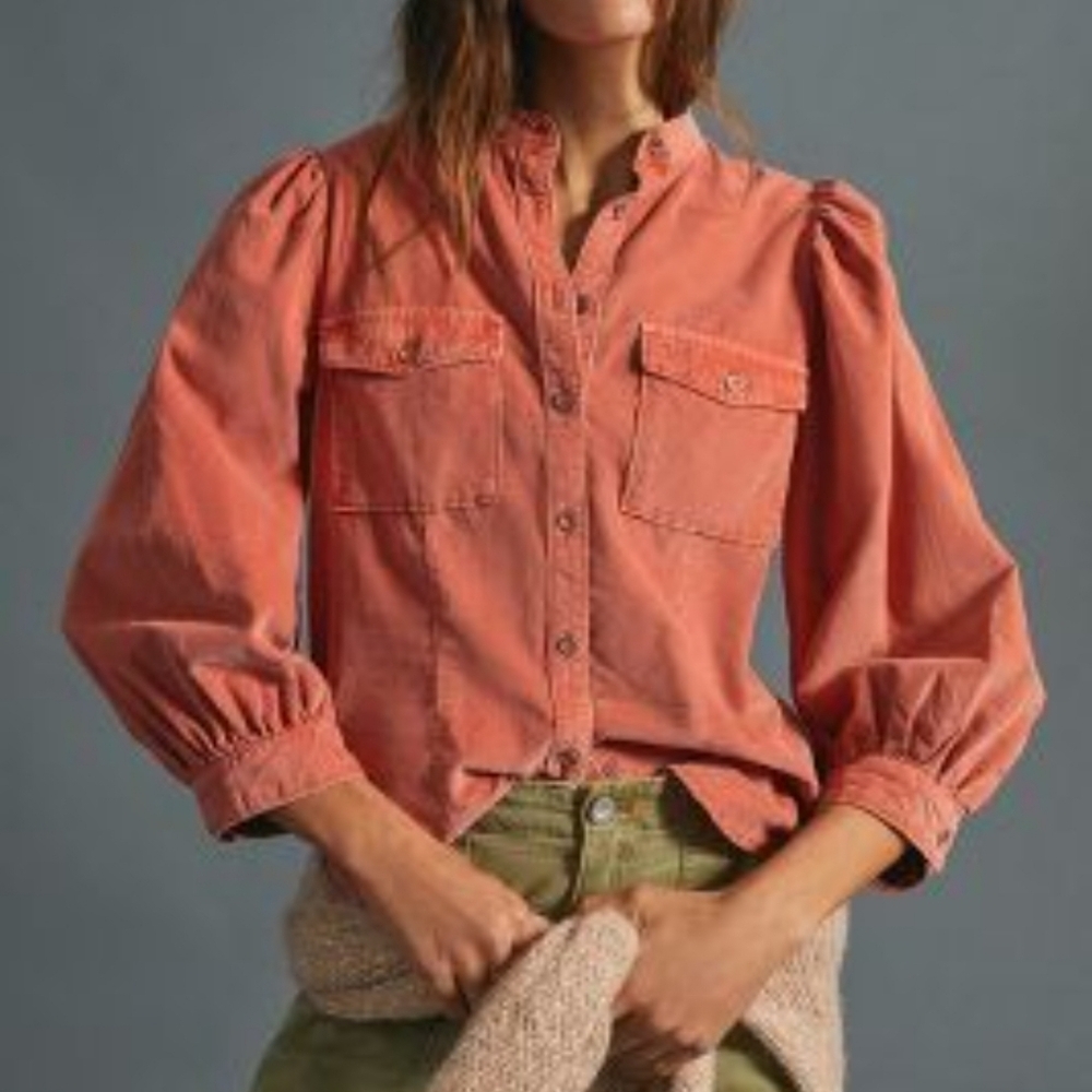 Anthropologie Pilcro corduroy butyon down top